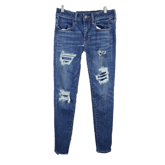 American Eagle Outfitters Denim - AEO Super Super Stretch X Womens 6S Destroyed & Ripped Jeggings